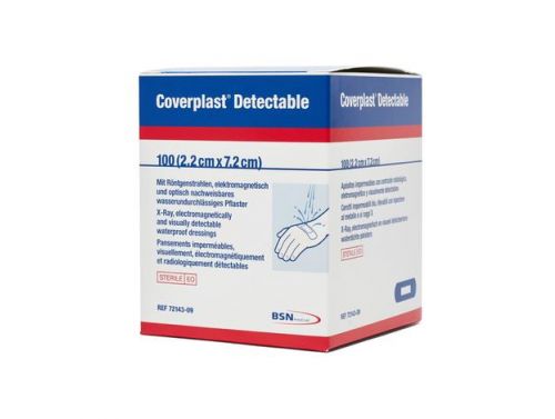 COVERPLAST DETECTABLE X-RAY AND METAL DETECTABLE WATERPROOF DRESSING / 7.5 X 5CM / BOX OF 100