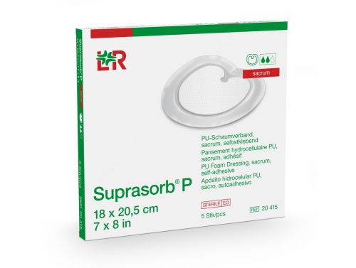 LOHMANN & RAUSCHER SUPRASORB P PU FOAM DRESSING SACRUM / 18CM X 20.5CM / BOX OF 5