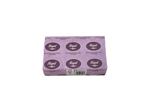 REGAL INTERLEAVED HAND TOWEL / 23CM X 22CM / 6CM FOLD / 150 SHEET / 16 PACKS