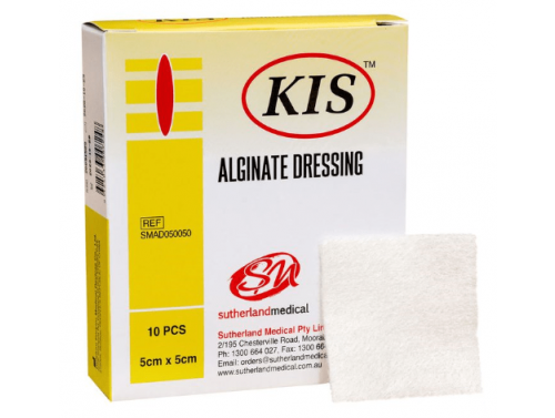 KIS ALGINATE DRESSING / SHEET / 5 x 5 CM / BOX OF 10