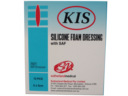 KIS SILICONE FOAM DRESSING / BORDER / 5 x 5 (2.5 x 2.5)CM / BOX OF 10