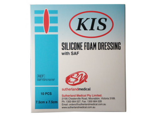 KIS SILICONE FOAM DRESSING / BORDER / 7.5 x 7.5 (4.5 x 4.5)CM / BOX OF 10