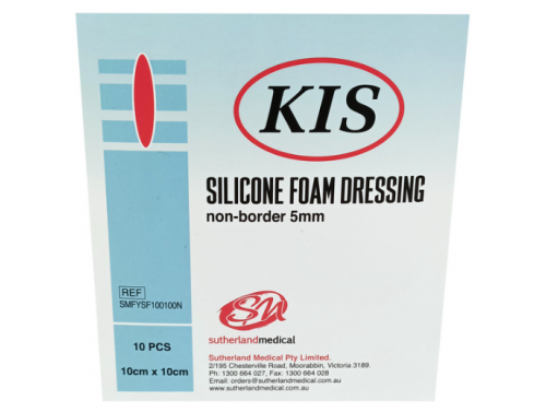 KIS SILICONE FOAM DRESSING / NON-BORDER / 10 x 10CM / BOX OF 10