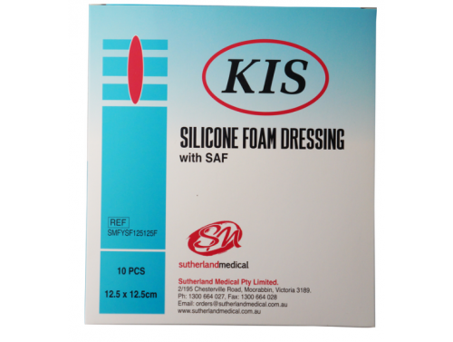 KIS SILICONE FOAM DRESSING / BORDER / 12.5 x 12.5 (8.5 x 8.5)CM / BOX OF 10