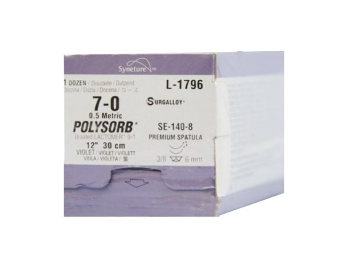 POLYSORB PREMIUM SPATULA SUTURES / 7-0 / 6MM / 45CM / SE-140-8 / BOX OF 12