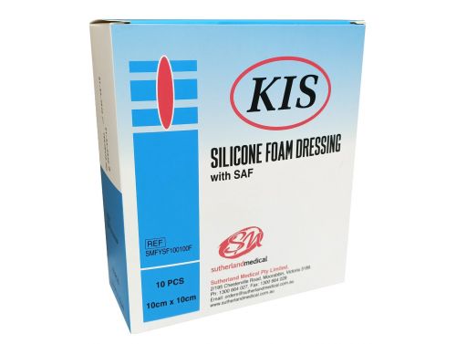 KIS SILICONE FOAM DRESSING / BORDER / 10 x 10 (6.2 x 6.2)CM / BOX OF 10