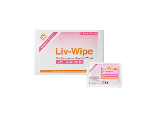 LIV-WIPE SKIN PREP ANTISEPTIC WIPE 1% CETRIMIDE / 135X125MM / SINGLE PACK / BOX OF 100