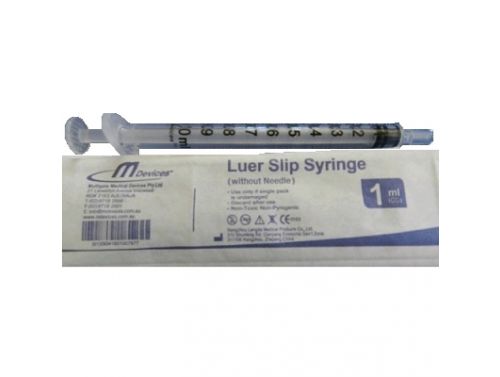 MDEVICES SYRINGE / LUER SLIP / 1ML  / CONCENTRIC NOZZLE /BOX OF 100