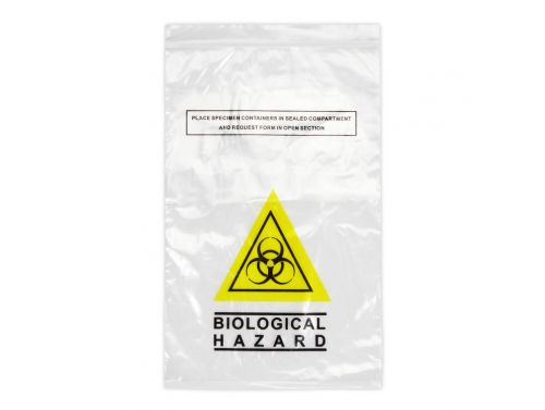 CLEAR SPECIMEN PLASTIC BIO WASTE BAG / SMALL / 26CM X 16CM / EACH