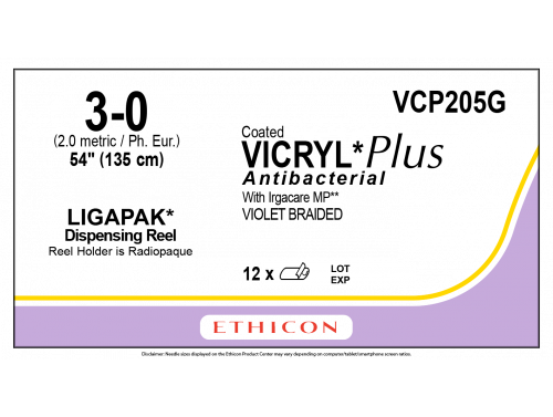 ETHICON COATED VICRYL® (POLYGLACTIN 910) SUTURE  / 3-0 / 135CM / LIGAPAK / BOX OF 12