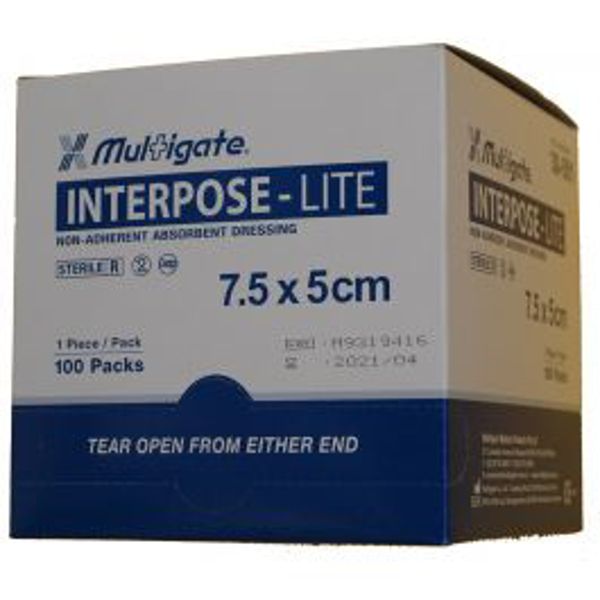 MULTIGATE INTERPOSE LITE NON-ADHERENT DRESSING / 7.5 X 7.5CM / BOX OF 100 photo