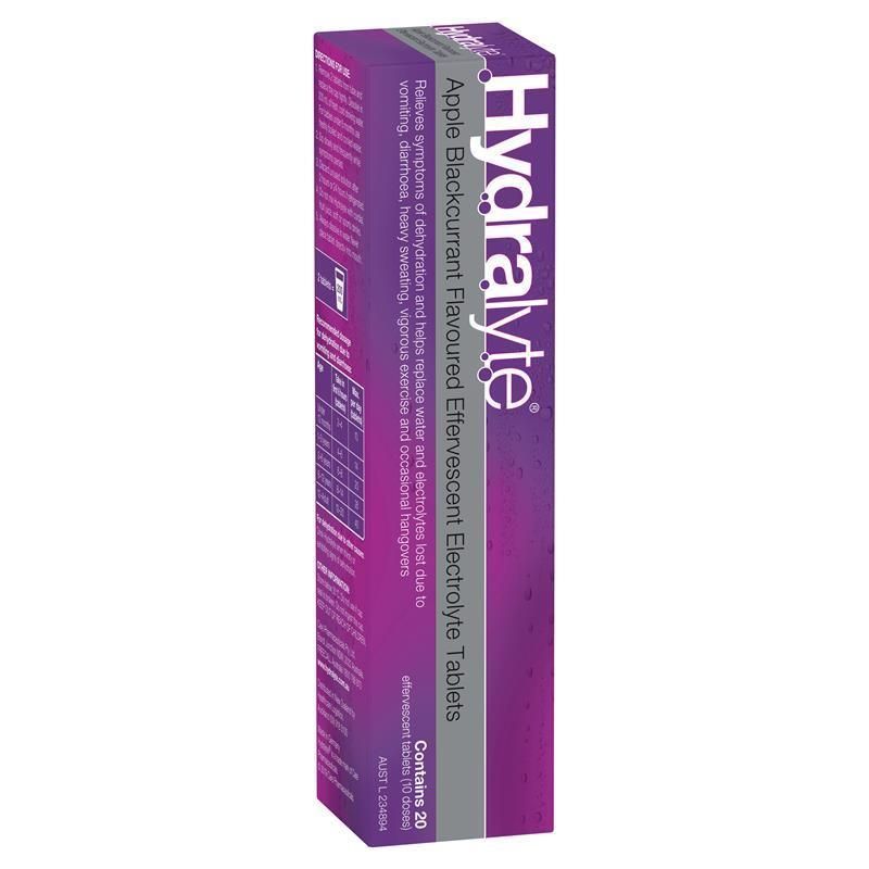 HYDRALYTE ELECTROLYTE EFFERVESCENT APPLE/BLACKCURRANT / BOX OF 20 photo