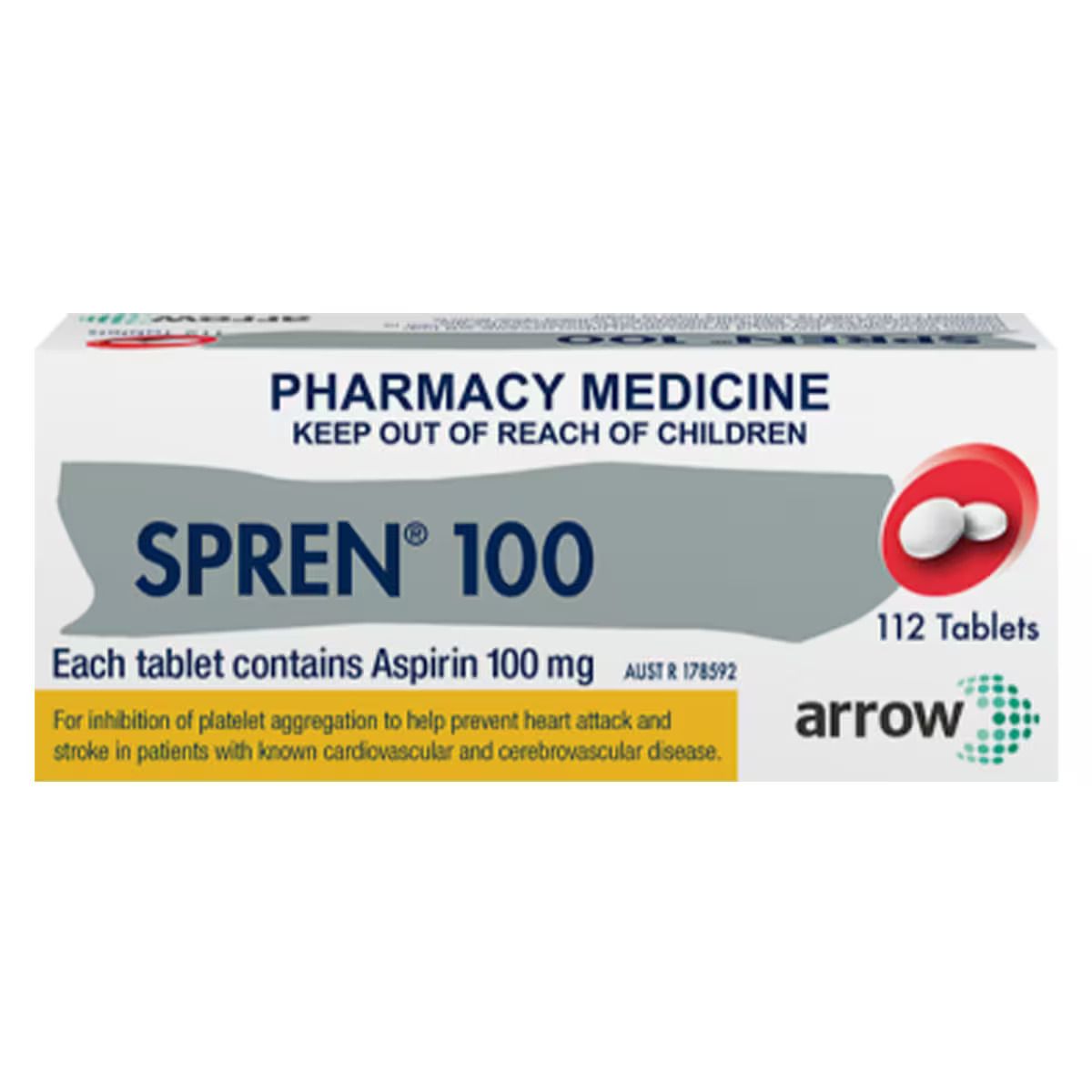 SPREN 100MG TAB ASPIRIN 112'S / BOX OF 112 photo