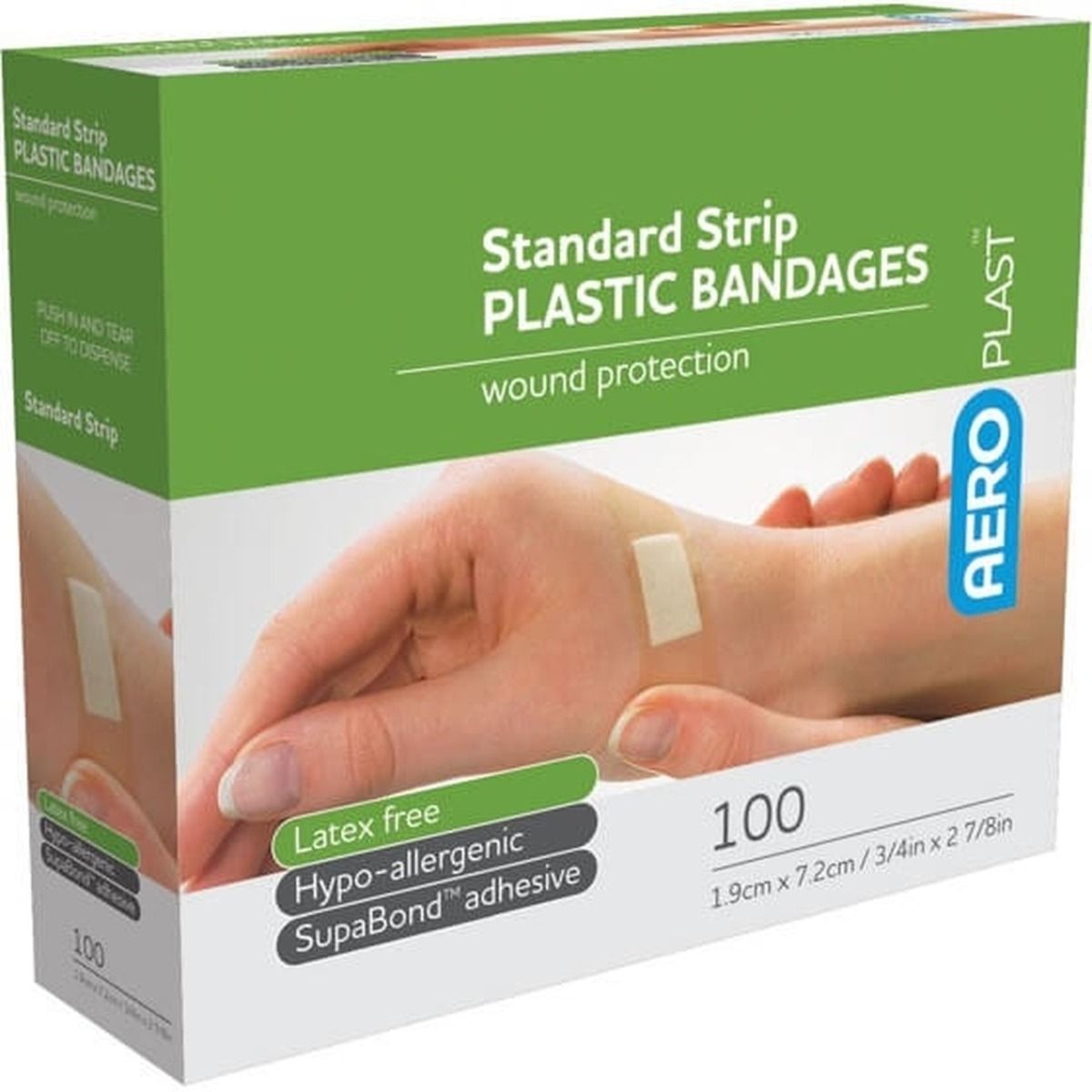 AEROPLAST STANDARD PLASTIC STRIP DRESSING / 7.2CM X 1.9CM / BOX OF 100 photo