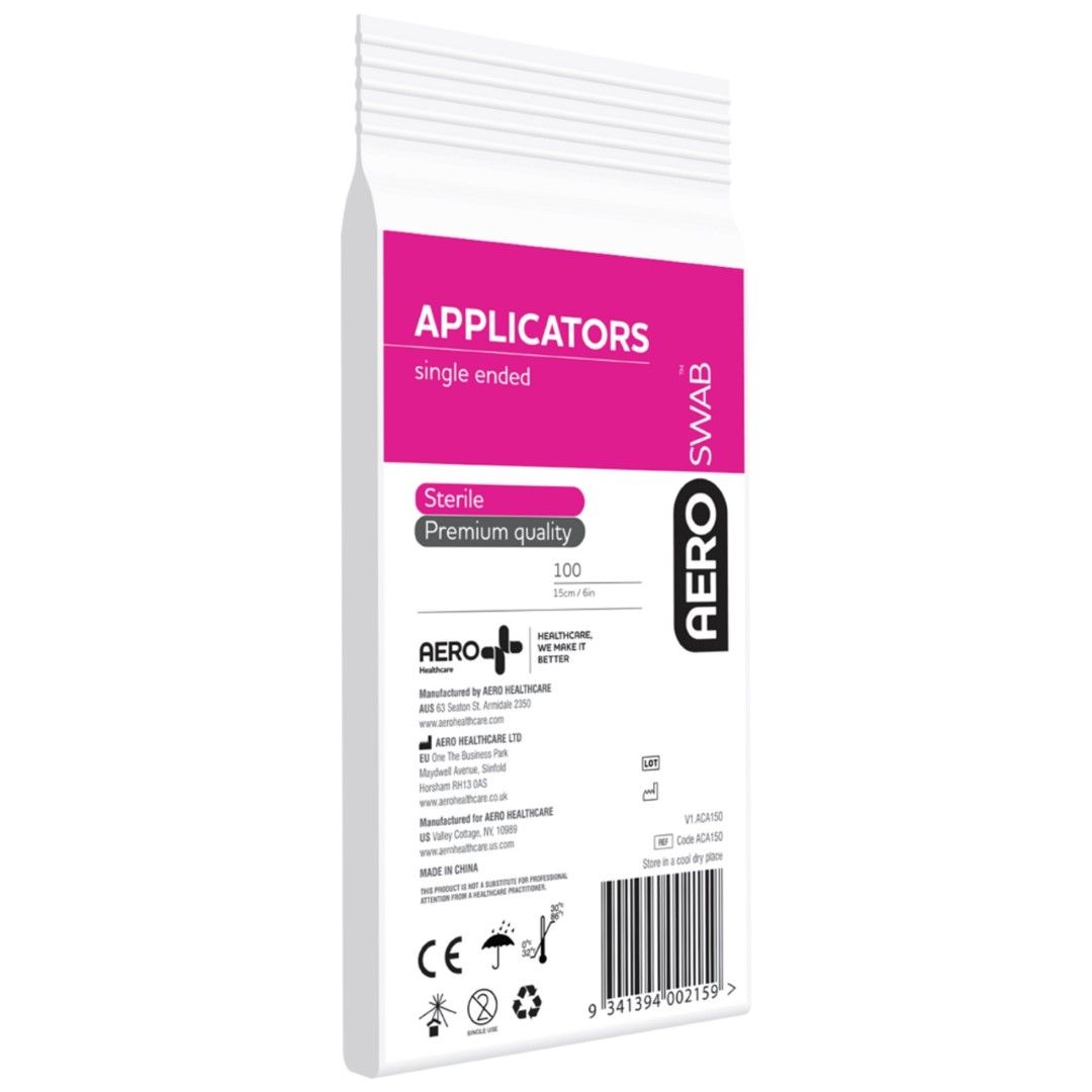 AEROSWAB 15CM COTTON TIPPED SINGLE ENDED APPLICATORS / STERILE / BOX OF 100 photo