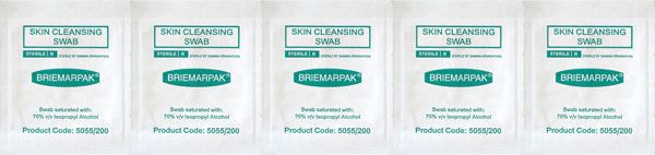 ALCOHOL SWABS BRIEMAR SKIN CLEANING / 50MM X 55MM / BOX/200 photo
