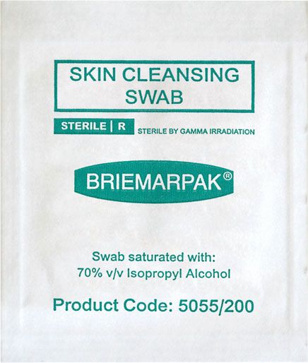 ALCOHOL SWABS BRIEMAR SKIN CLEANING / 50MM X 55MM / BOX/200 photo