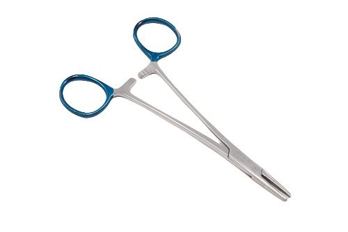 AMTECH MAYO NEEDLE HOLDER / BLUE END / STERILE / 14CM photo