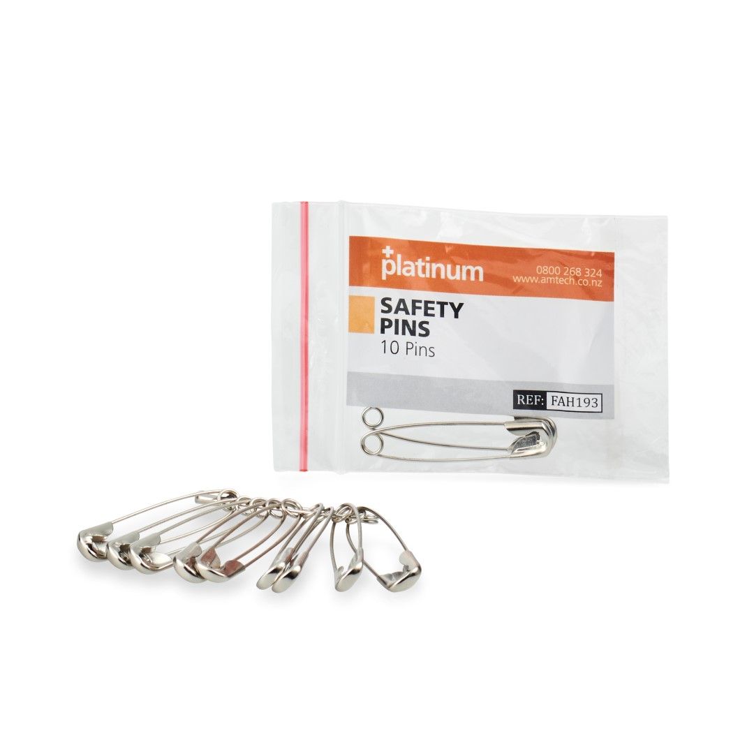 SAFETY PINS AMTECH / ASSORTED SIZES / PKT/10 photo