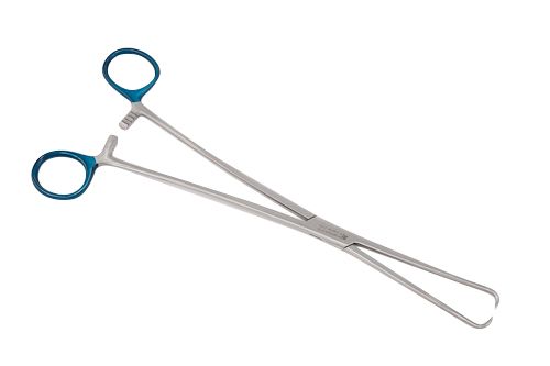AMTECH TENACULUM STRAIGHT FORCEPS / BLUE END / STERILE / 25CM photo