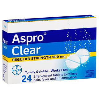 ASPRO CLEAR TABS / REGULAR STRENGTH / 300MG / PACK OF 24 photo