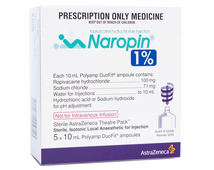 ASTRAZENECA NAROPIN PLAIN / 1% 10ML / BOX OF 5 photo