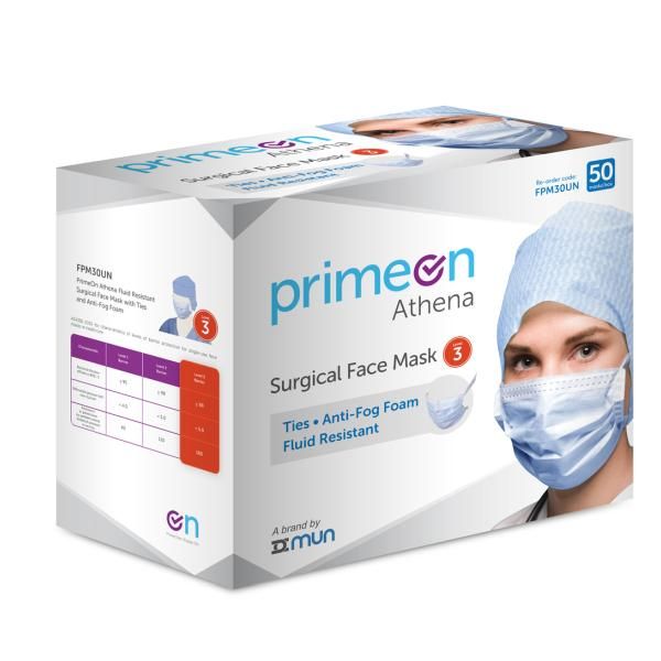 ATHENA FACE MASK LEVEL-3 / WITH TIES / BOX OF 50 photo