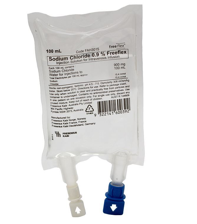 FRESENIUS KABI SODIUM CHLORIDE 0.9% FREEFLEX IV INFUSION BAG / 100ML / EACH photo