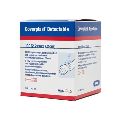 COVERPLAST DETECTABLE X-RAY AND METAL DETECTABLE WATERPROOF DRESSING / 7.5 X 5CM / BOX OF 100 photo