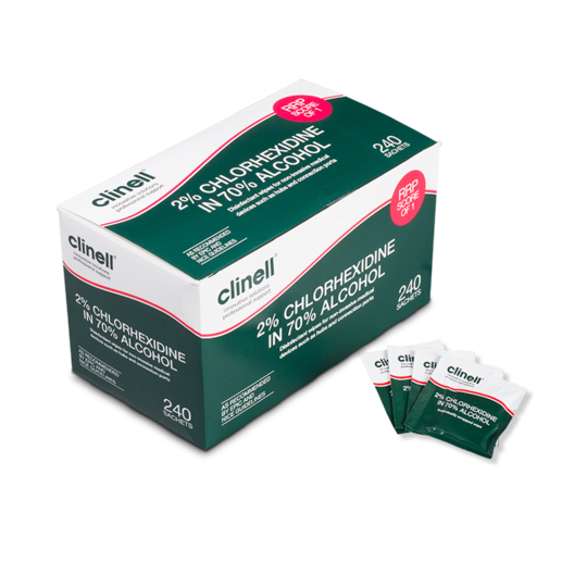 CLINELL 2% CHLORHEXIDINE IN 70% ALCOHOL DISINFECTANT WIPES / PACK OF 240 photo