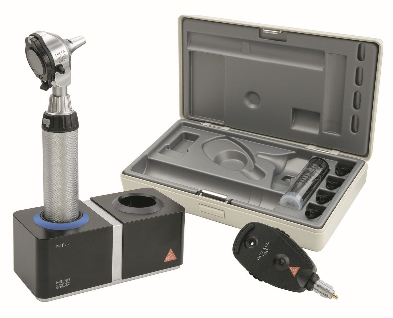 HEINE BETA 400 LED F.O OTOSCOPE BETA 400 LED OPTHALM NT 4 CHARGER SET photo