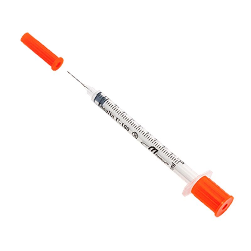 INSULIN SYRINGE WITH STANDARD FIXED NEEDLE + NDL / 27GX13MM / BOX OF 100 photo