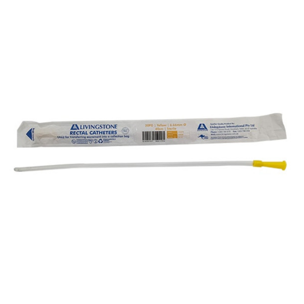 LIVINGSTONE RECTAL CATHETER TUBE / 20FG / YELLOW / 6.66MM DIAMETER / 40CM / STERILE / EACH photo