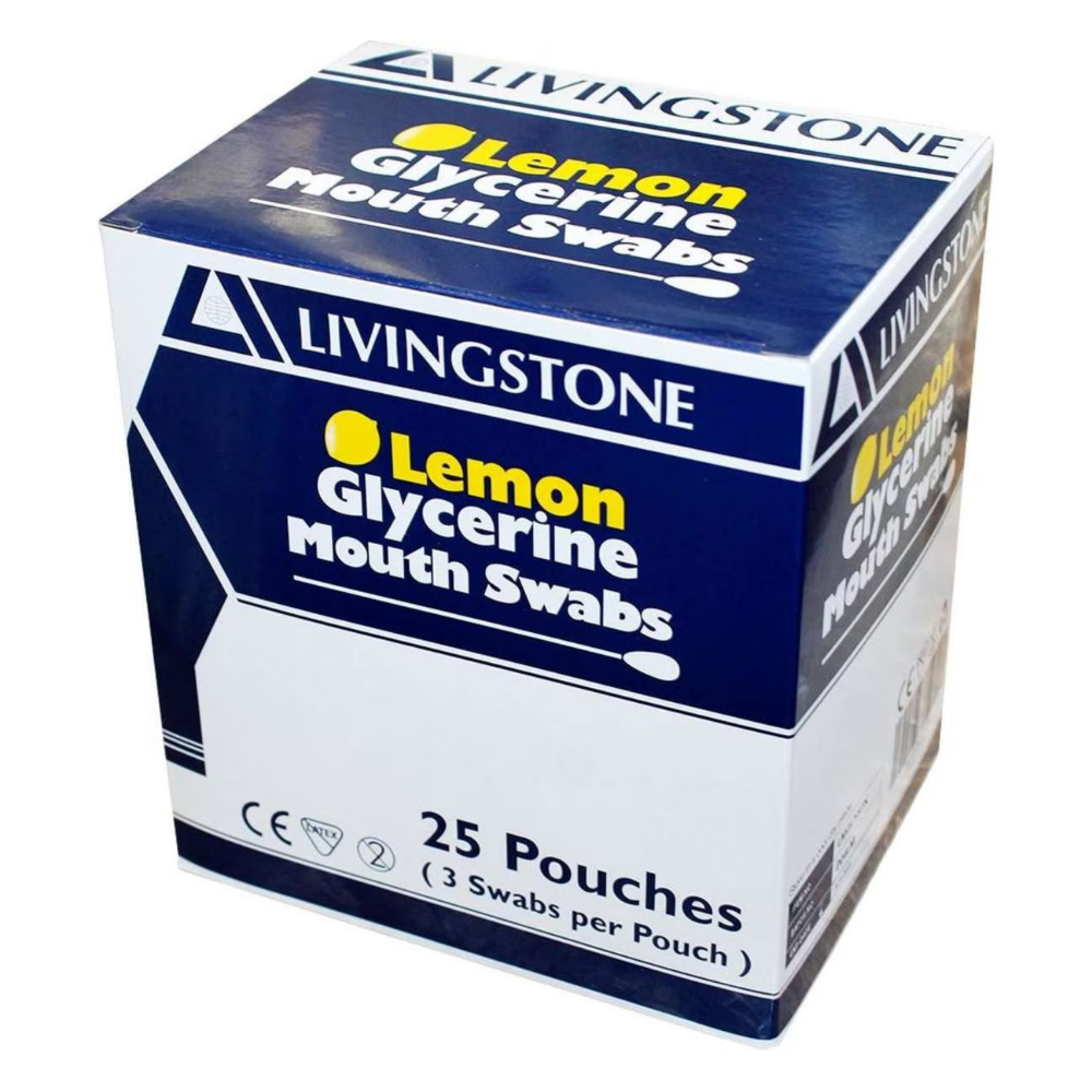 LIVINGSTONE LEMON GLYCERINE MOUTH SWABS / BOX OF 25 photo