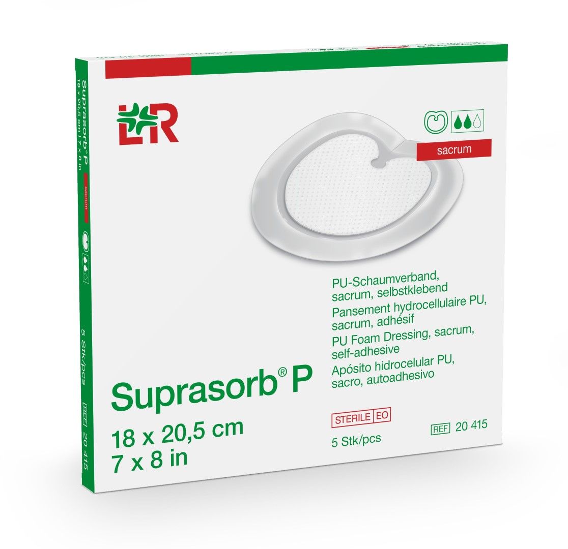 LOHMANN & RAUSCHER SUPRASORB P PU FOAM DRESSING SACRUM / 18CM X 20.5CM / BOX OF 5 photo
