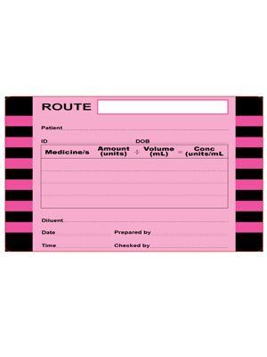 MERMED MISCELLANEOUS ROUTE LABEL / BLACK ON PINK / 100MM X 60MM / BOX OF 500 photo