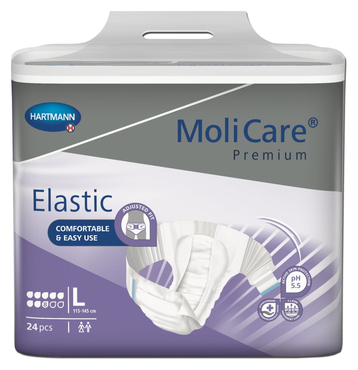 MOLICARE PREMIUM ELASTIC 8 D LARGE 115cmX145cm 3220ml PK24 photo
