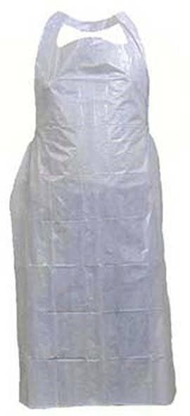 PLASTIC APRON / WHITE / 71CM X 132CM / PACK OF 100  photo