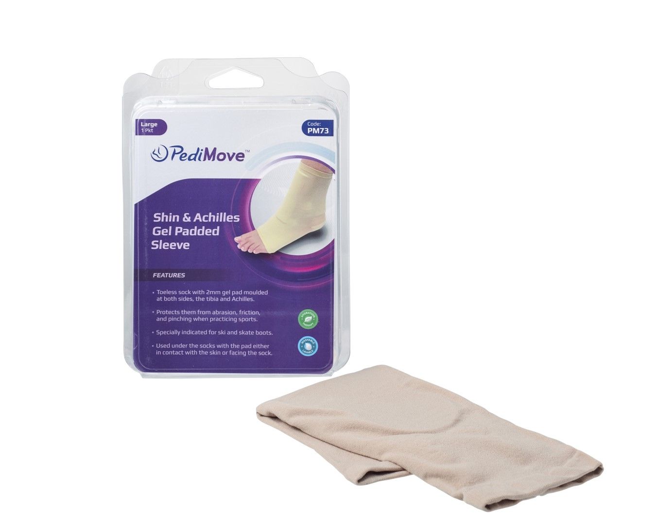 PEDIMOVE SHIN & ACHILLES GEL PADDED SLEEVE / LARGE photo