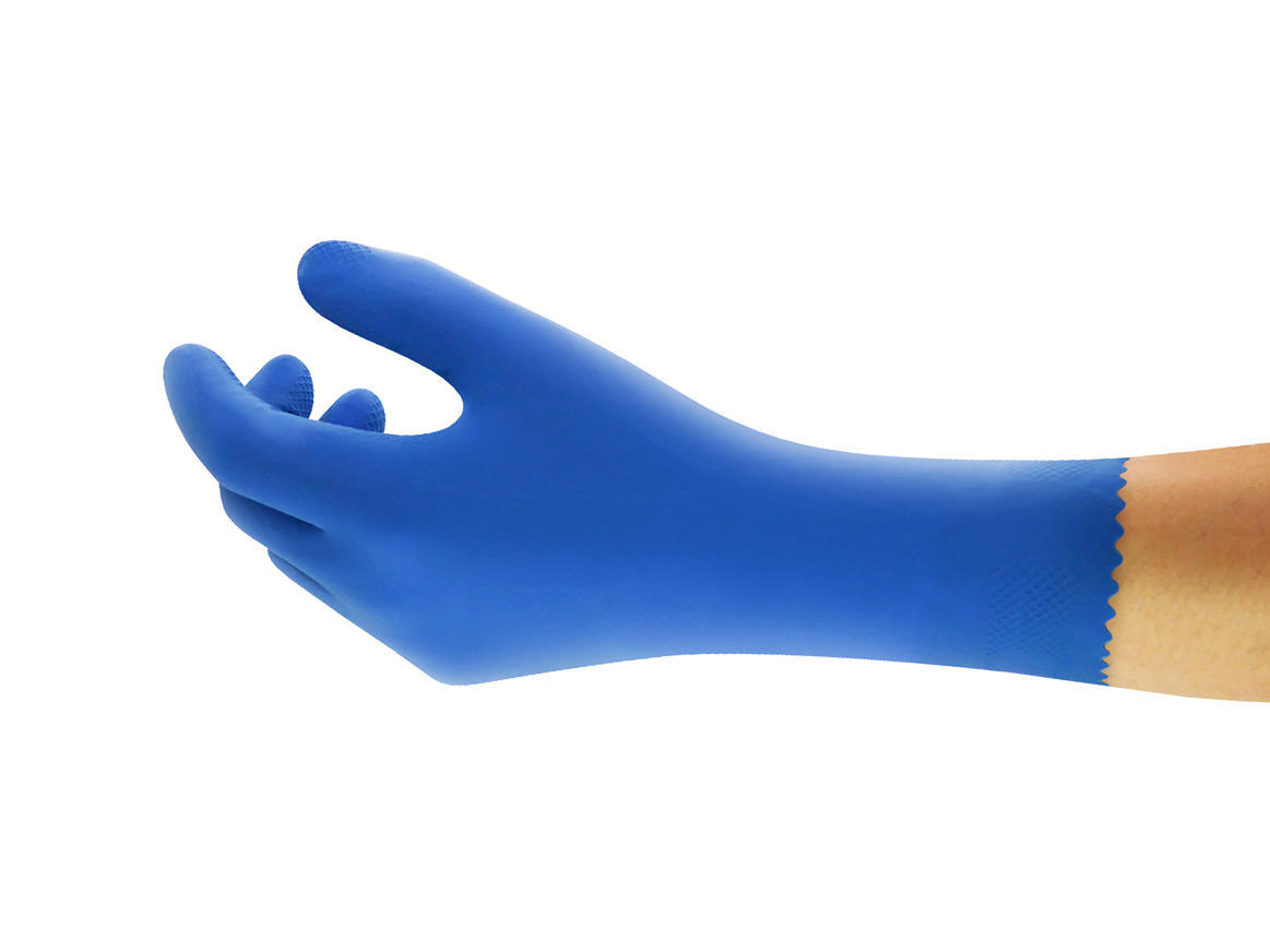 ANSELL GLOVE ALPHATEC 87-305 / LATEX / SILVERLINED / BLUE photo
