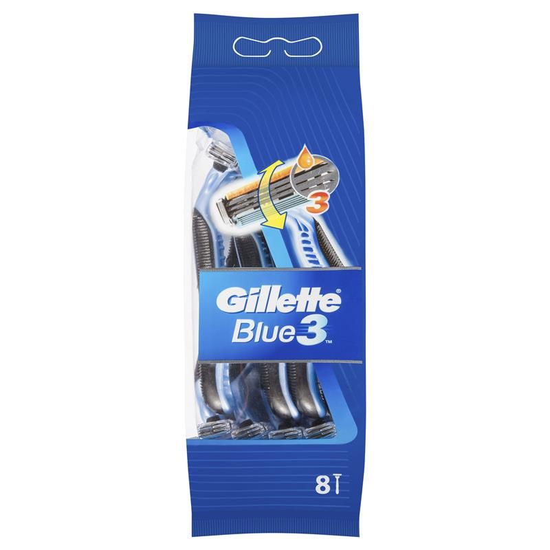 RAZOR / GILLETTE BLUE III DISPOSABLE / PACKET OF 8 photo