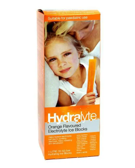 HYDRALYTE ELECTROLYTE ICE BLOCKS ORANGE 62.5ML / BOX OF 16 photo