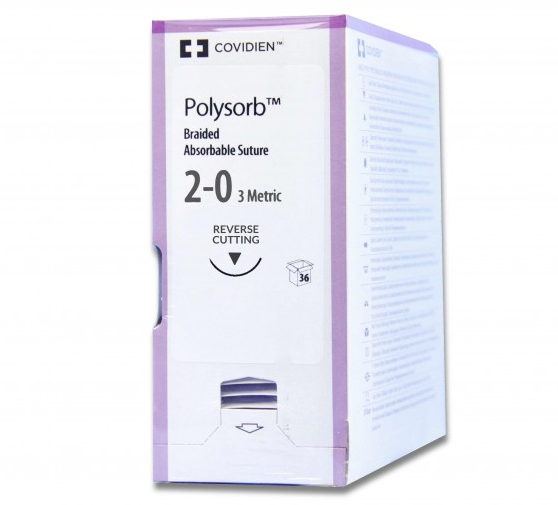POLYSORB 3/8 CIRCLE SUTURES / 2-0 / 24MM / 75CM / C-14 / BOX OF 36 photo