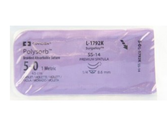 POLYSORB VIOLET SUTURES / 5-0 / 8.6MM / 45CM / SS-14 / BOX OF 12 photo