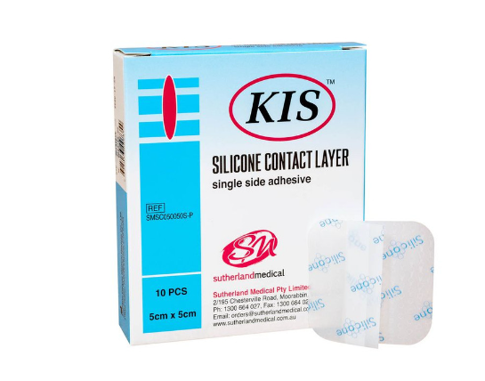 KIS SILICONE WOUND CONTACT LAYER DRESSING 5CM X 5CM, BOX OF 10 photo