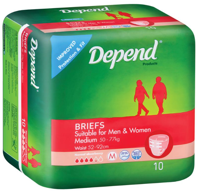 DEPEND ADULT CARE FITTED BRIEF / MEDIUM 10 X 4 / BOX OF 40  photo