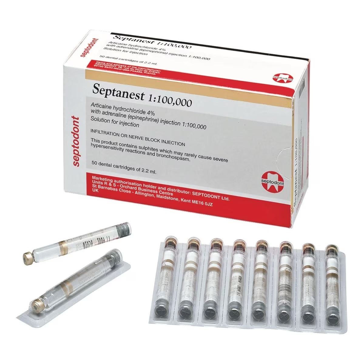 SEPTANEST 4% WITH ADRENALIN 1:100000 / 2.2ML / 2X BOX OF 50 photo