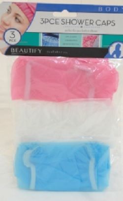 SHOWER CAPS W/ELASTIC 3 PCE photo