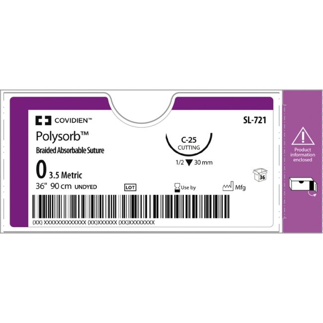 POLYSORB UNDYED SUTURES / 3-0 / 19MM / 75CM / BOX OF 36 photo