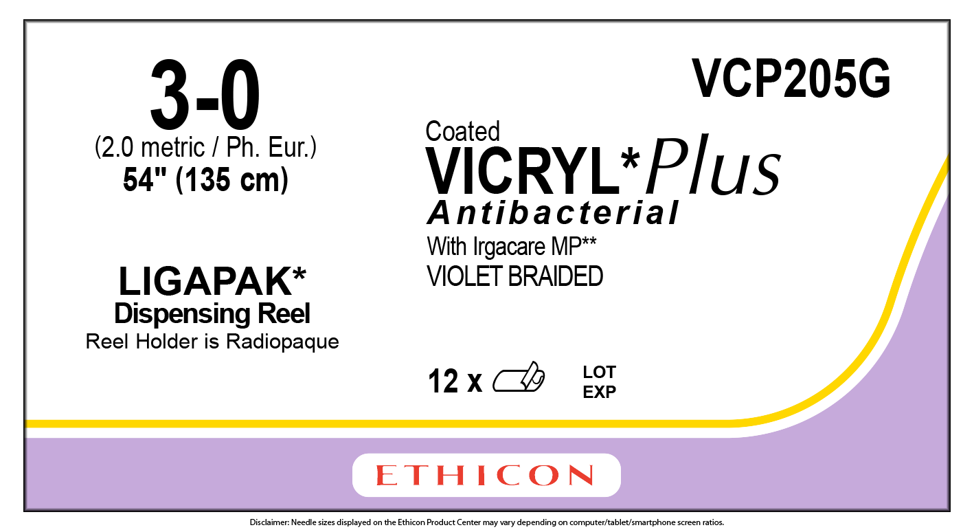 ETHICON COATED VICRYL® (POLYGLACTIN 910) SUTURE  / 3-0 / 135CM / LIGAPAK / BOX OF 12 photo